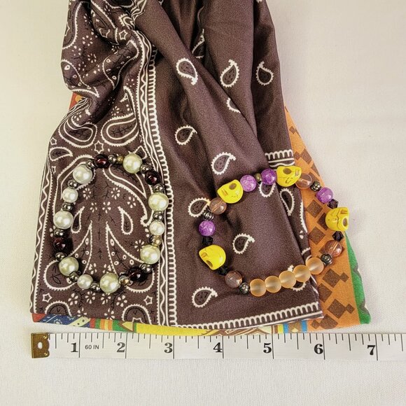 Multicolor And Brown Bandana Boho Headbands With Matching Bracelet Sets, Womens main image 8